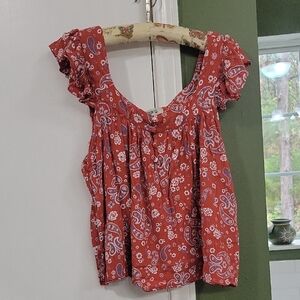 Elegant Rust Paisley Women's Blouse